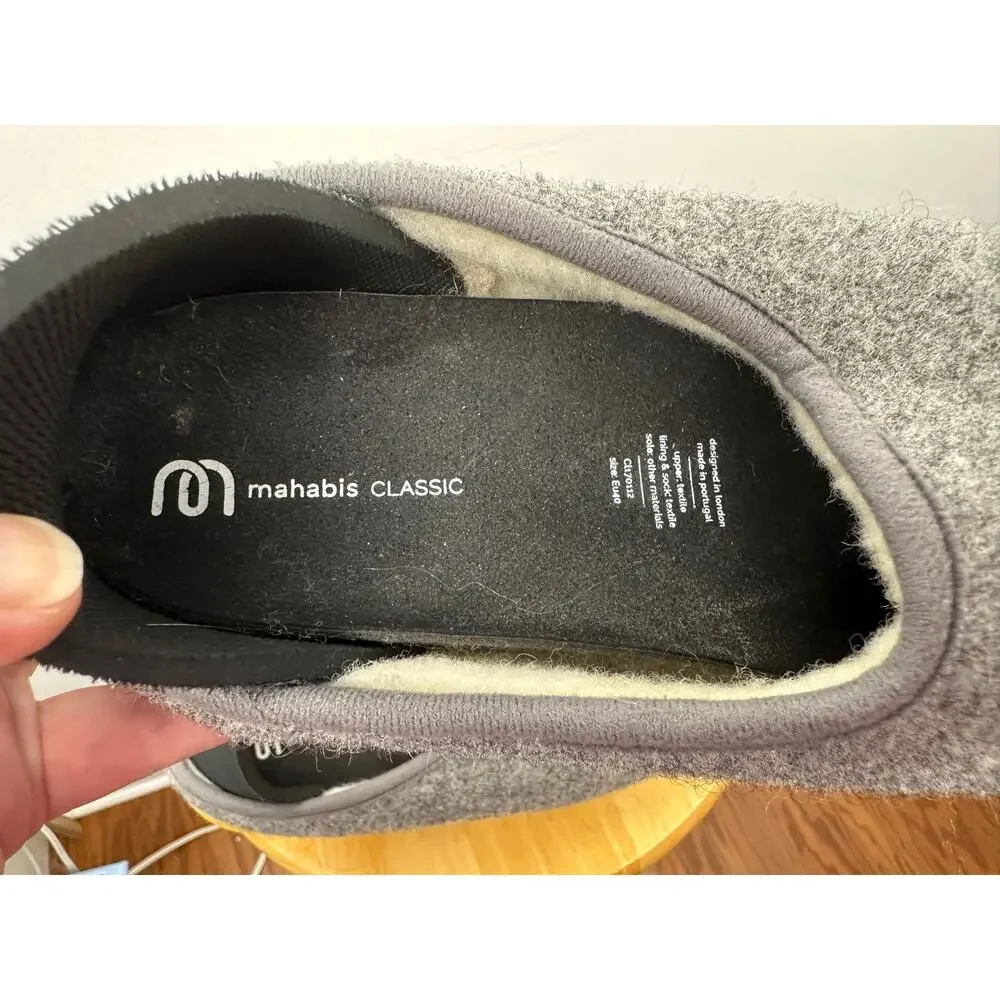 Mahabis Men's Classic Felted Wool Slippers Grey Convertible Heel Shoes Size 40